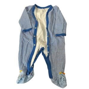 Baby Gear Blue White Striped Dino Footed Pajamas Boys 3-6 Months